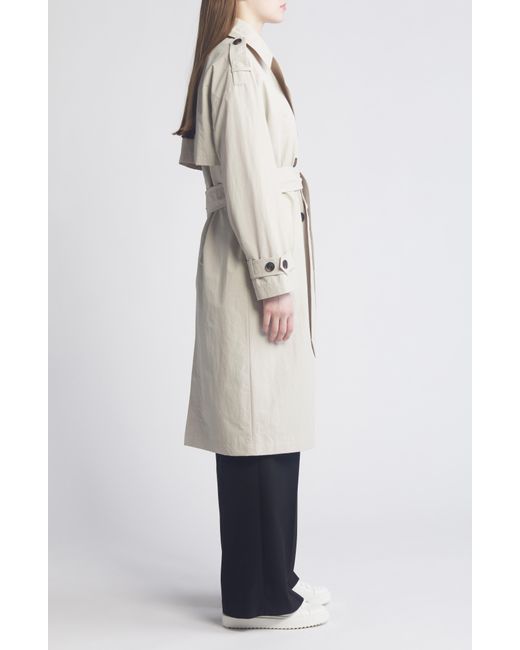 BCBGMAXAZRIA White Double Breasted Packable Trench Coat