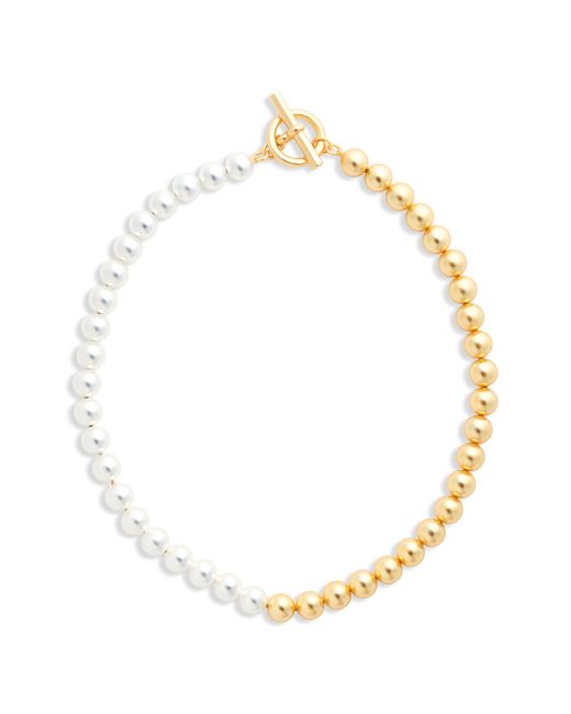 Karine Sultan Two-tone Beaded Chain Necklace in Metallic | Lyst