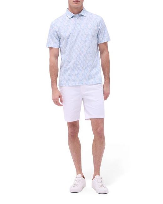 Bugatchi White Victor Ooohcotton Pineapple Print Polo for men