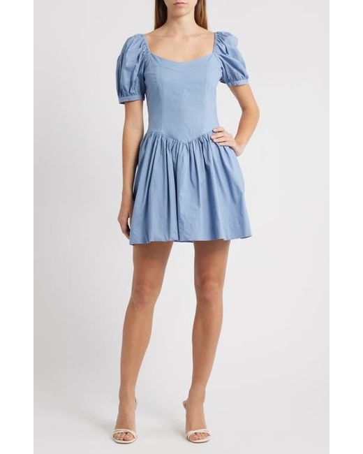 Wayf Blue Fiona Short Sleeve Minidress