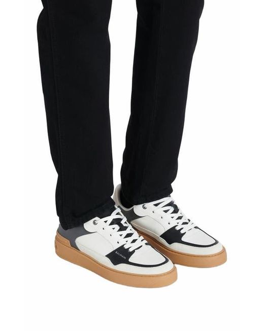 Balmain Gray B-Court Flip Leather Trainers for men