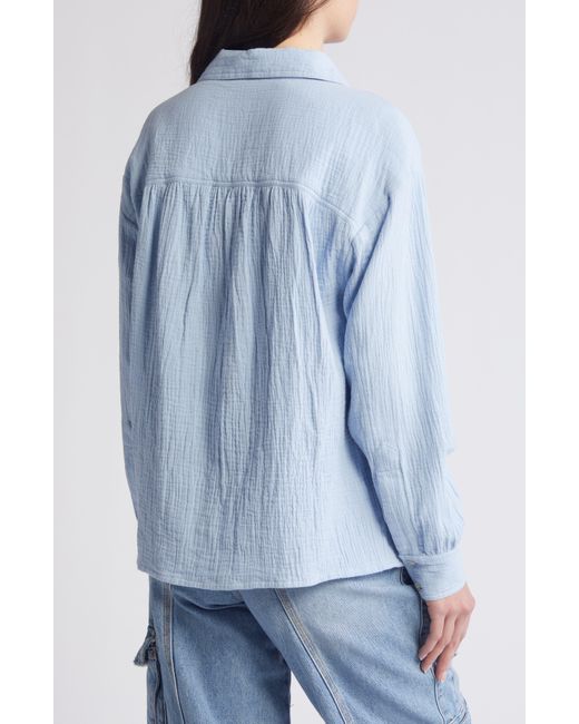 TOPSHOP Blue Casual Cotton Button-up Shirt