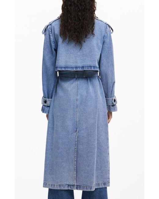 Desigual Blue Denim Trench Coat