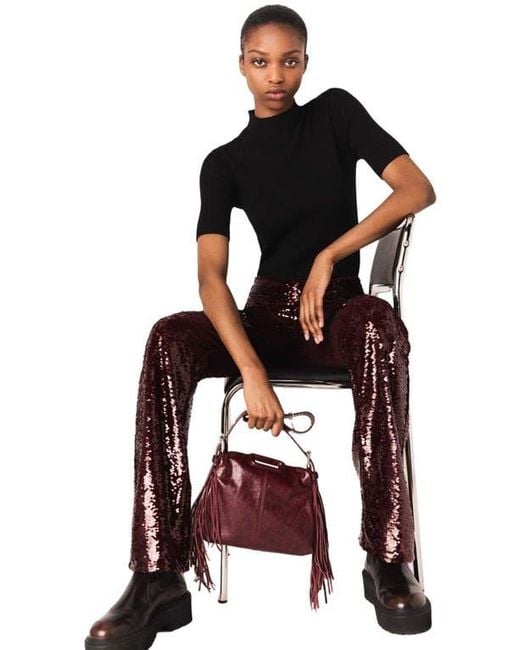 Maje Sequin-Embroidered Trousers