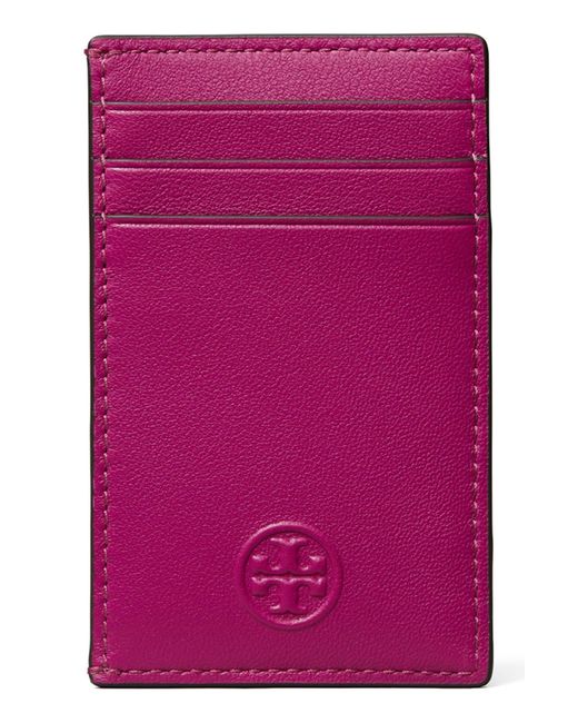 Tory Burch Purple Fleming Soft Leather Card Case