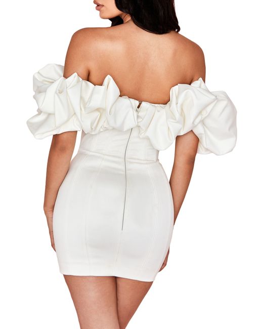 House Of Cb White Selena Puff Off The Shoulder Minidress