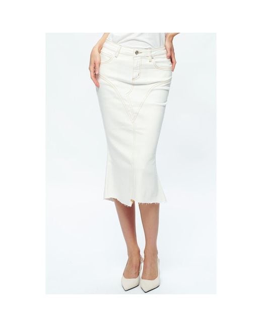Bayeas Women's White Erin Fishtail Denim Skirt