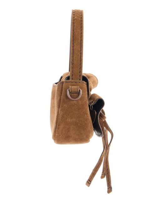 Acne Brown Micro Multipocket Suede Crossbody Bag