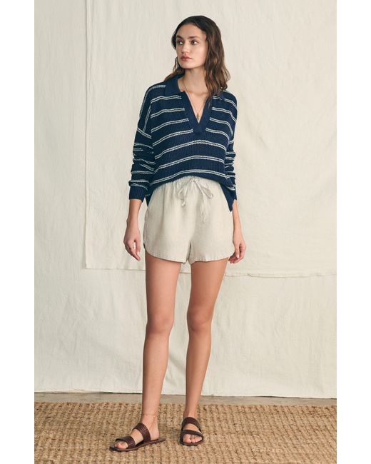 Faherty Brand Blue Miramar Linen & Organic Cotton Polo Sweater