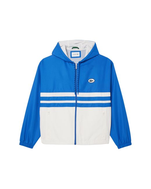 Lacoste Blue Water Repellent Colorblock Hooded Jacket for men