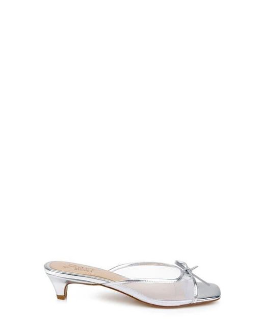 Badgley Mischka White Felisha Kitten Heel Slide Sandal
