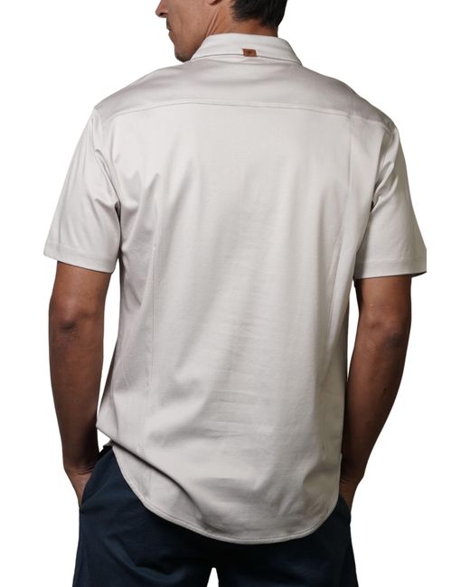 Fundamental Coast Gray Big Wave Short Sleeve Button-up Shirt for men