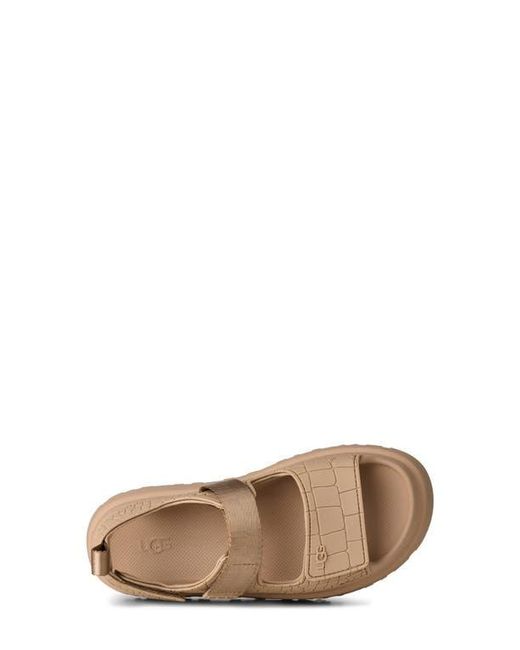 Ugg Brown Goldenglow Embossed Platform Sandal