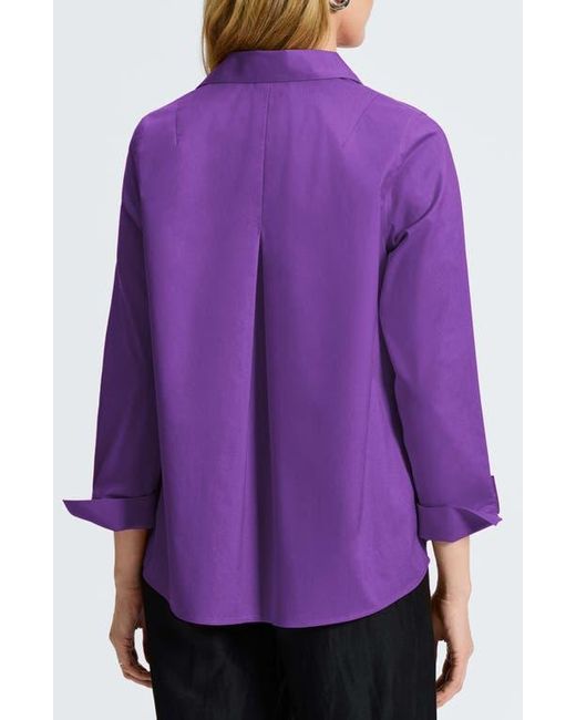 Foxcroft Purple Agnes Split Cuff Popover Blouse