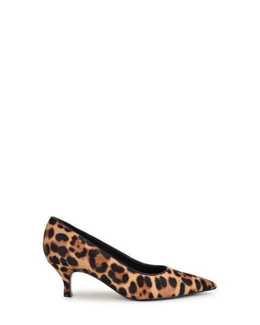 Nine West Natural Sisko Genuine Calf Hair Pointed Toe Kitten Heel Pump