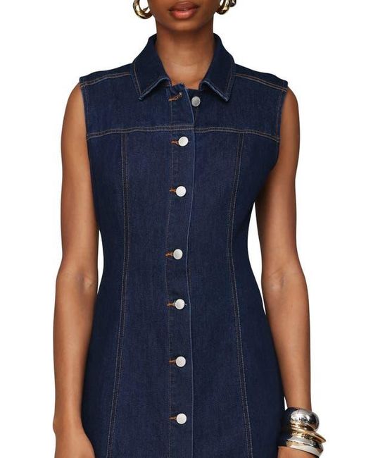 Avec Les Filles Sleeveless Denim Maxi Dress in Blue | Lyst