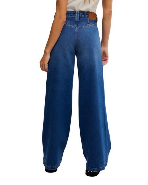 Free People Blue Kellee High Waist Wide Leg Palazzo Jeans