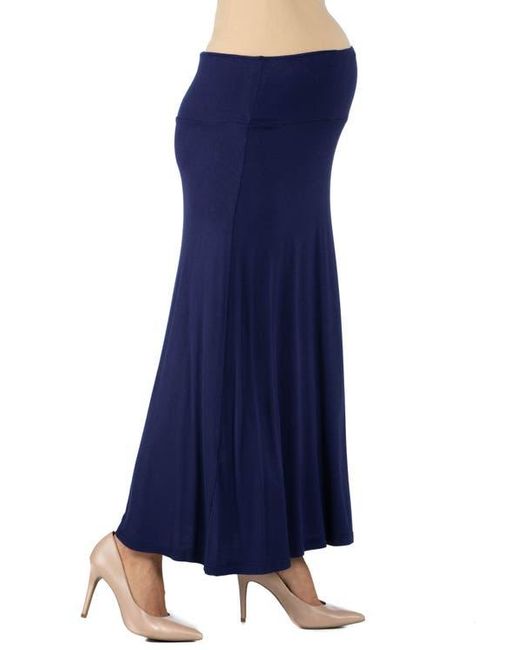 24seven Comfort Apparel Blue Maternity Elastic Waist Maxi Skirt