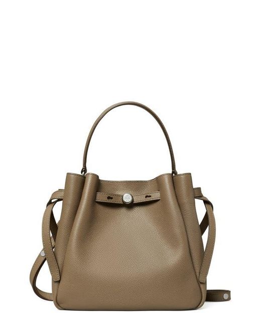 Tory Burch Gray Romy Pebble Leather Bucket Bag