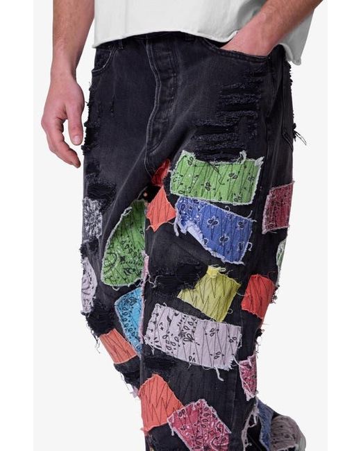 MNML Blue Bandana Patch Ultra Baggy Jeans for men