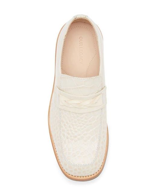 Our Legacy White Nakano Croc Embossed Leather Loafer for men