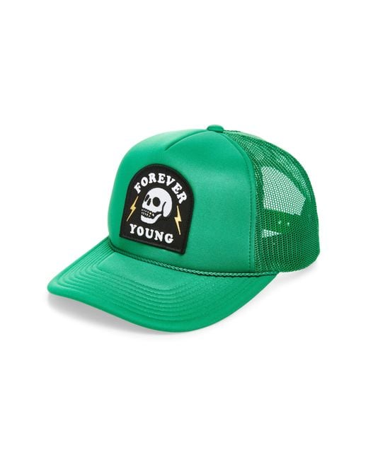 Local Beach Green Forever Young Patch Trucker Hat for men