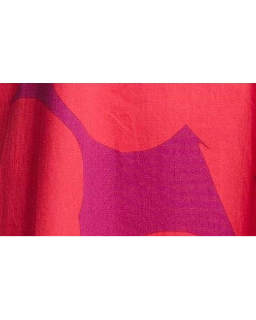 Marimekko Red Kestit Unikko Cotton Shift Dress