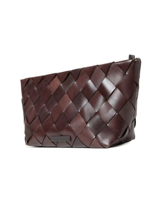 Loeffler Randall Gray Melina Woven Leather Clutch