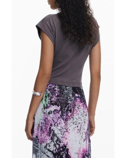 Desigual Purple Short Sleeve A-Line Dress