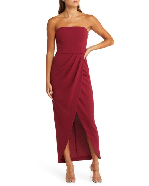 Wayf Red The Angelique Strapless Tulip Gown