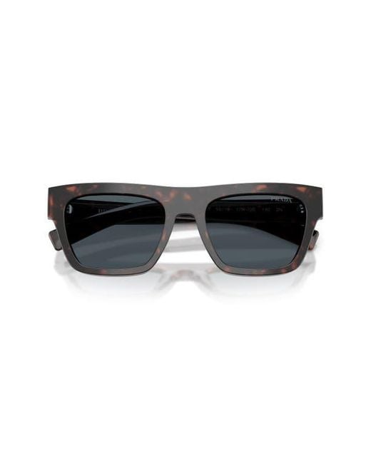 Prada Black 55Mm Rectangular Sunglasses for men