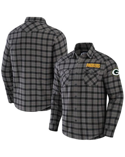NFL X DARIUS RUCKER Black Collection By Fanatics Green Bay Packers Flannel Long Sleeve Button-up Shirt At Nordstrom for men