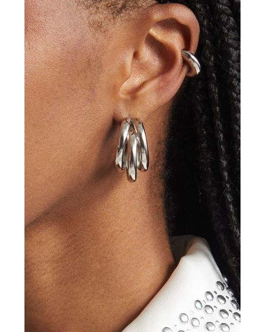 Rabanne White Triple Loop Hoop Earrings & Ear Cuff Set