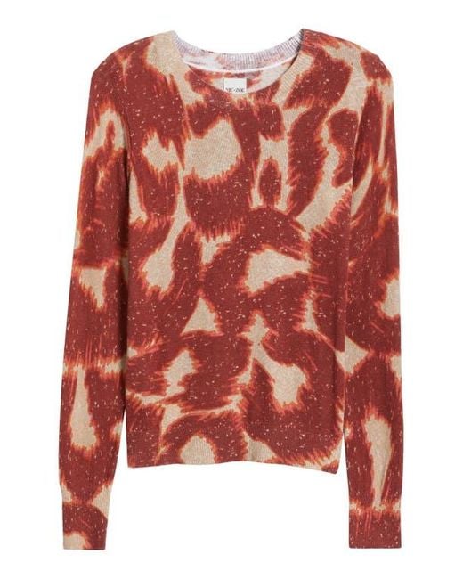 NIC+ZOE Red Abstract Animal Print Supersoft Sweater