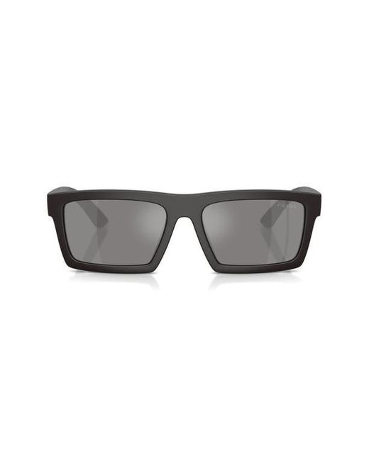 Prada Linea Rossa Gray 55Mm Rectangular Sunglasses for men