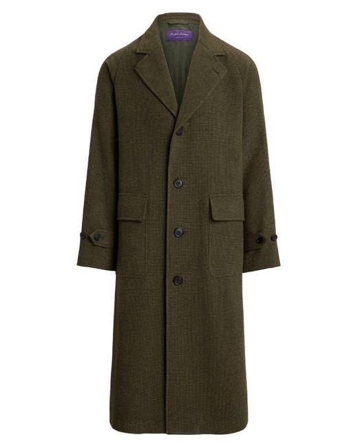 Ralph Lauren Black Wool & Silk Blend Tick Weave Topcoat for men