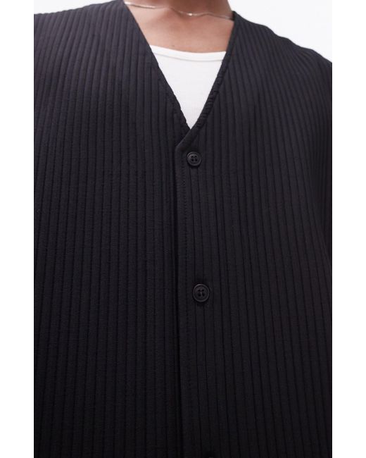Topman Black Short Sleeve Button-up Baseball Shirt for men