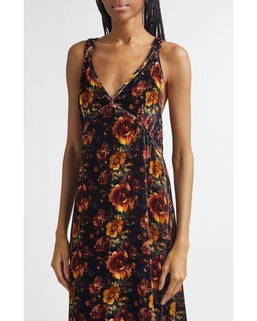 R13 Grunge Floral Velvet Midi Dress in Purple | Lyst R13 Grunge Floral Velvet Midi Dress in Purple | Lyst