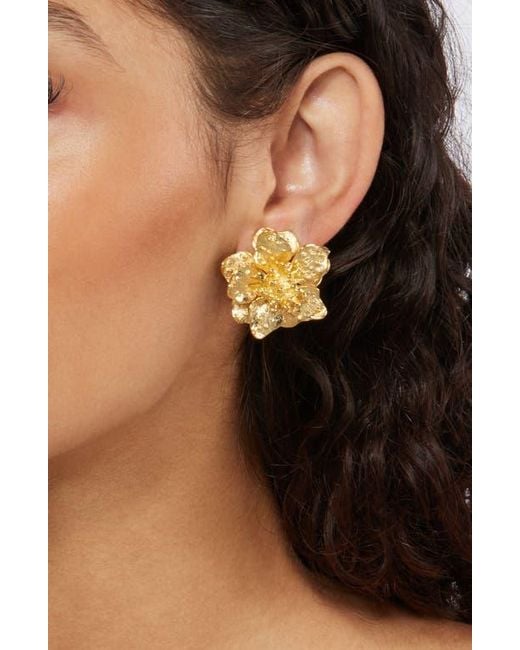 Kenneth Jay Lane Metallic Dogwood Flower Earrings