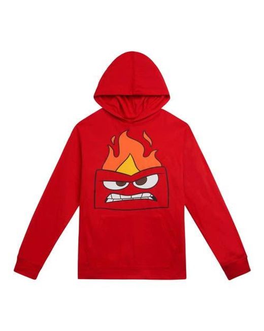 Disney Red Inside Out Long Sleeve Hooded T-Shirt for men