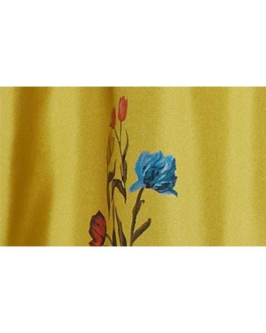 Marni Yellow Tulip Print Silk Twill Dress