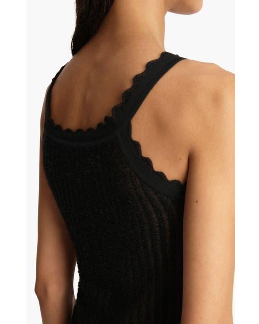 Khaite Black Ennio Scallop Semisheer Rib Tank