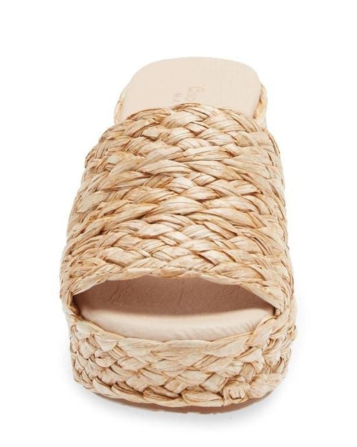 Chocolat Blu Natural Raffia Platform Slide Sandal