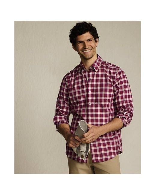 Lands' End Men's Red Traditional Fit No Iron Twill Shirt