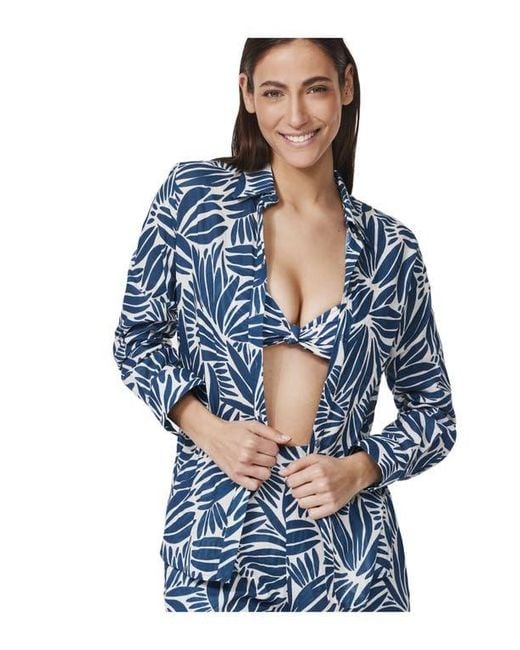 Gottex Blue Comeback Button Down Shirt Cover-Up