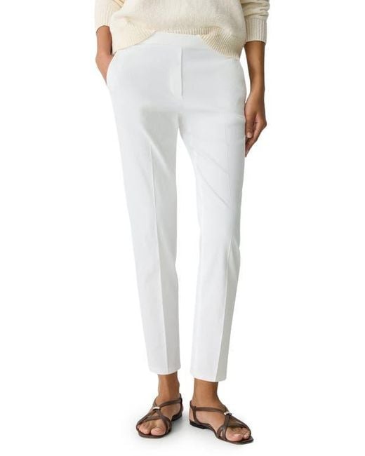 Theory Women's White Treeca Linen Blend Pull-On Crop Pants