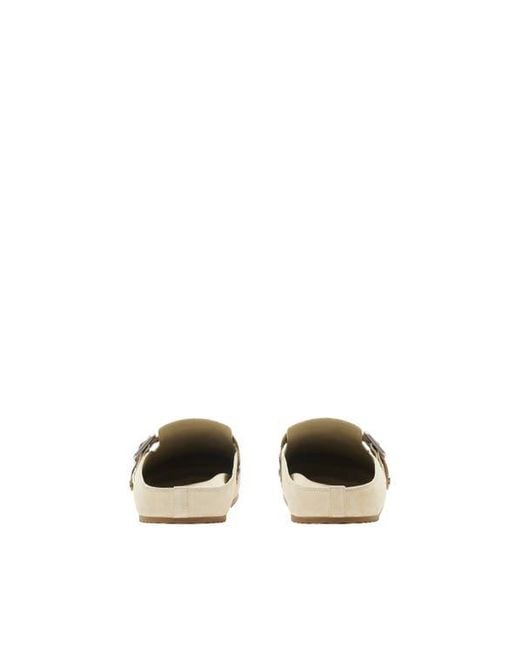Burberry White Check Denim Urchin Clogs for men
