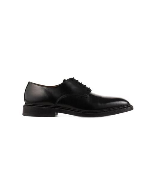 Sandro Black Glazed Leather Derbies for men