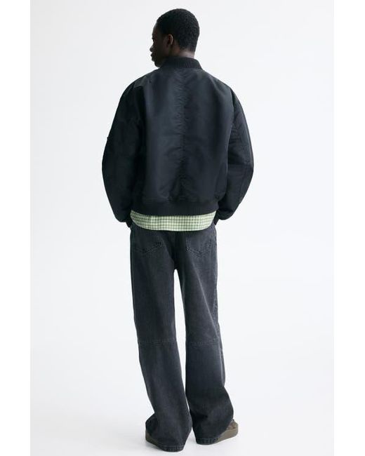 H&M Black Padded Nylon Bomber Jacket for men