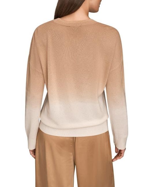 Donna Karan White Ombré Crewneck Sweater
